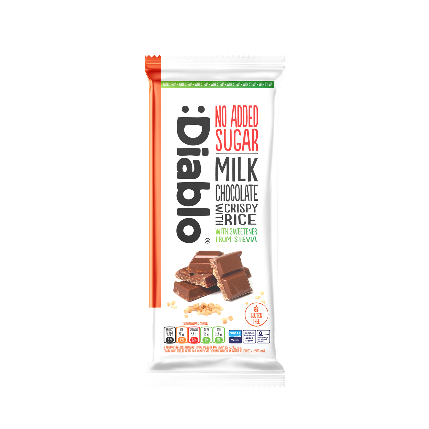 Diablo Stevia Milk Chocolate with Crispy Rice