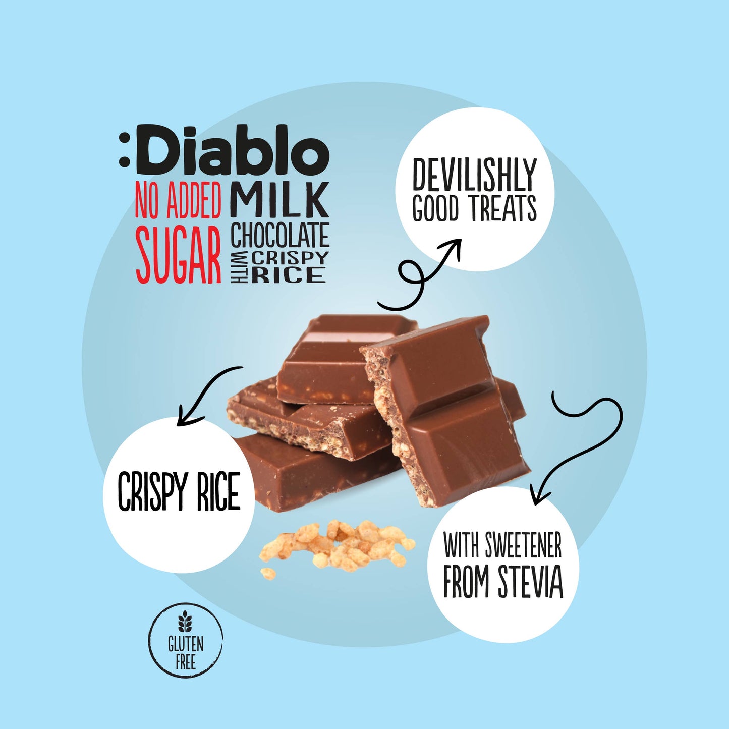 Diablo Stevia Milk Chocolate with Crispy Rice
