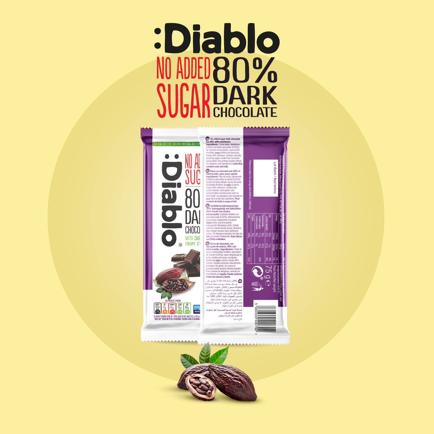 Diablo Stevia Dark Chocolate